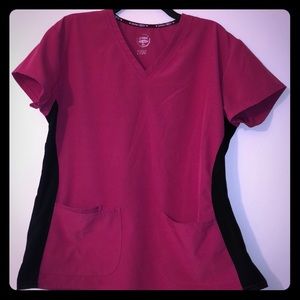 Like new Divine stretch pink & black scrubs top